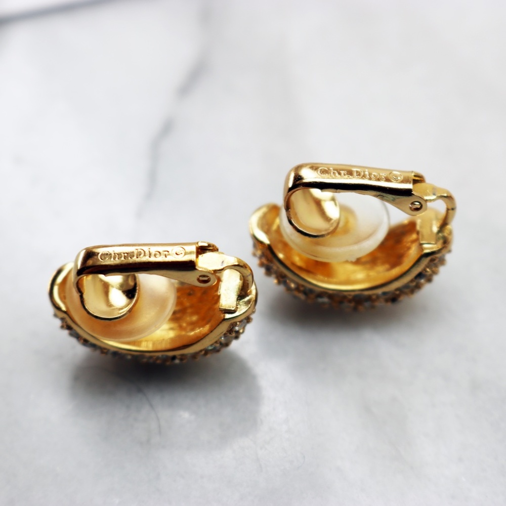 ⚜️ Vintage Christian Dior© Clear Crystal Earrings - Picture 7 of 16